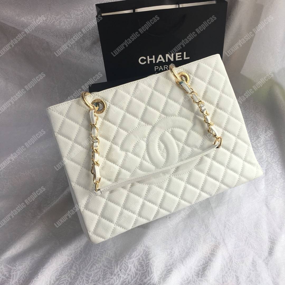 Ch*el large shopping tote white