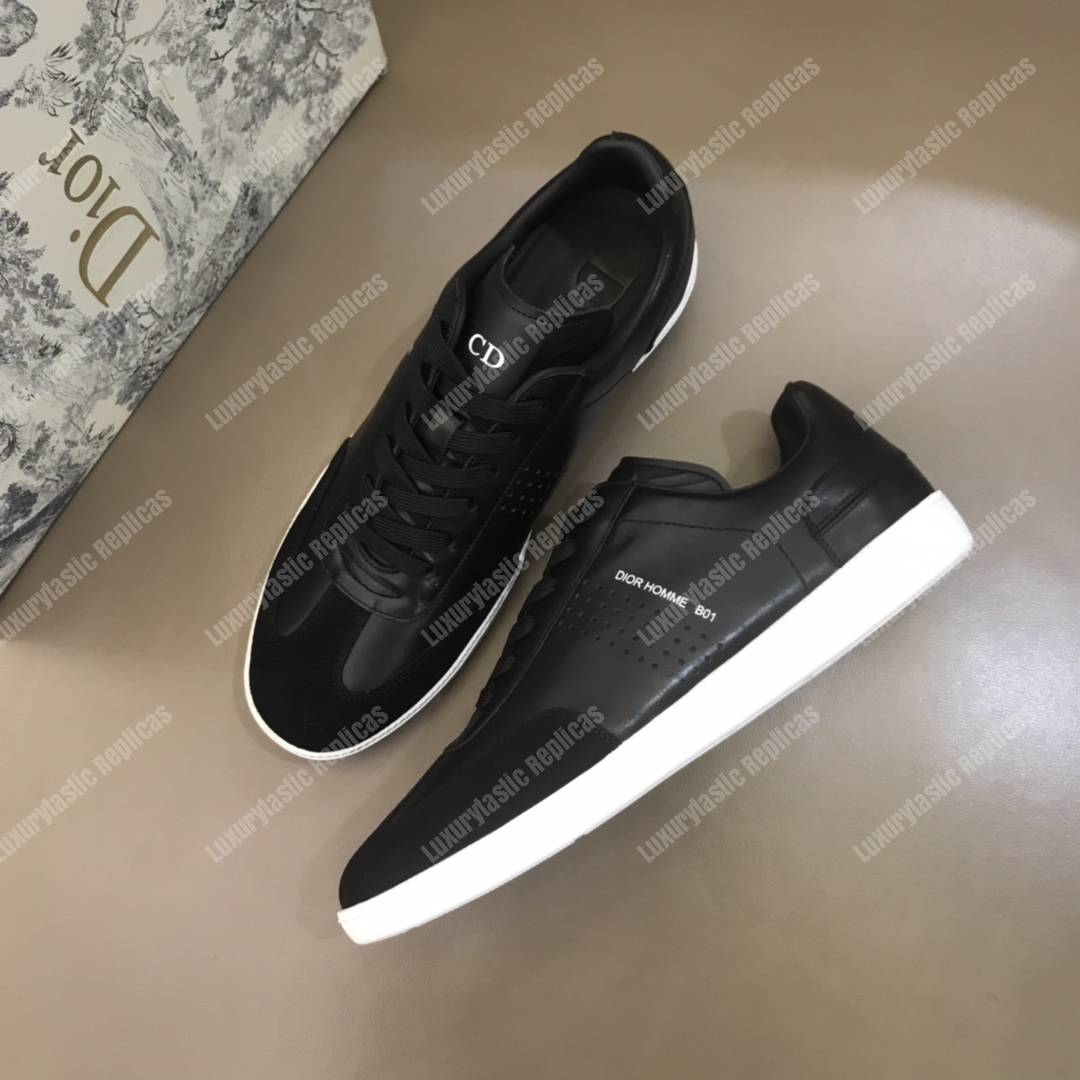 D*or “b01” sneaker black suede calfskin & black smooth calfskin