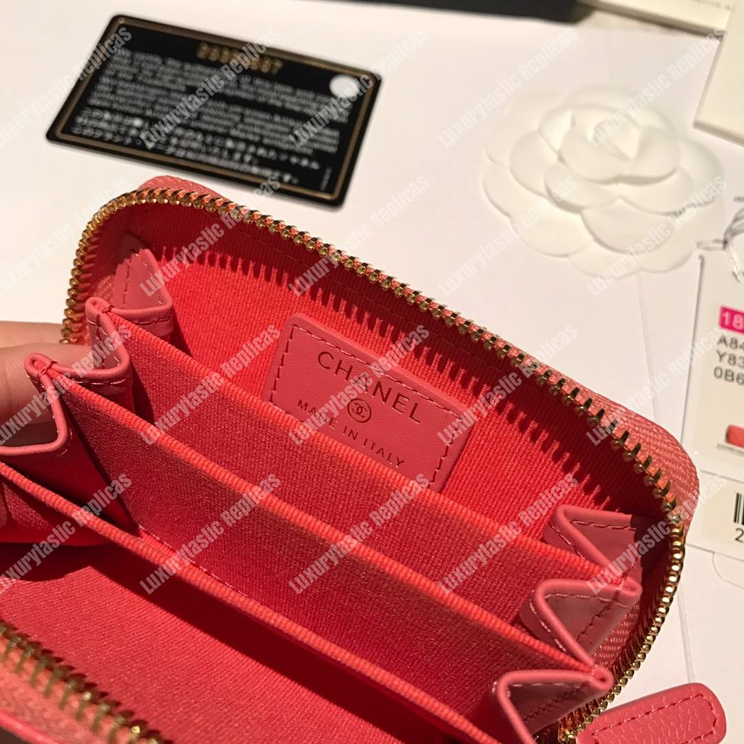Ch*el classic zipped coin purse pink