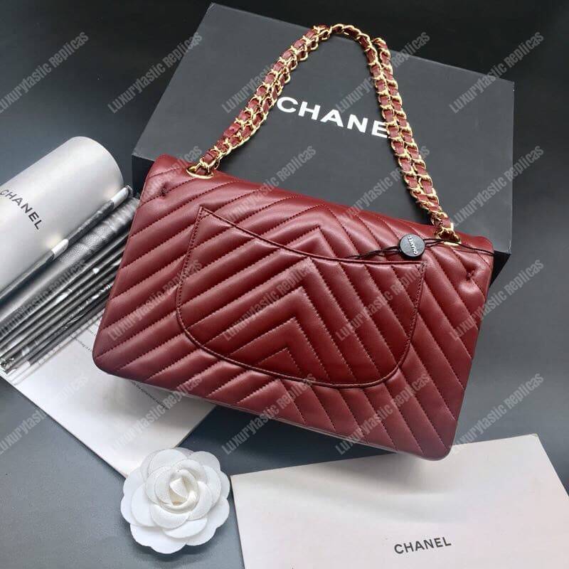 Ch*el classic medium handbag burgundy