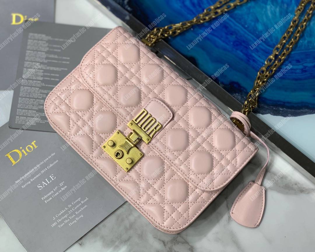 D*or lambskin D*oraddict flap bag pink