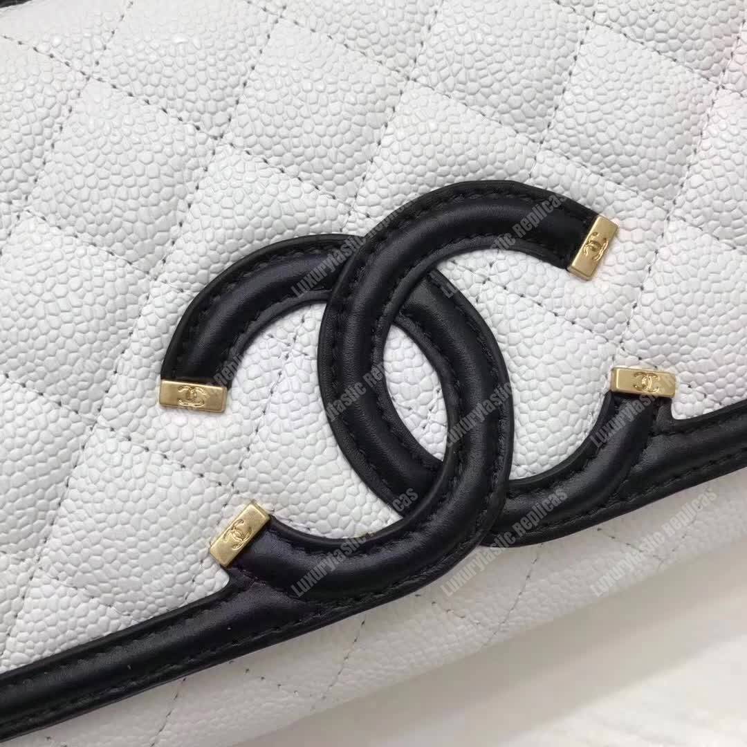 Ch*el flap bag white