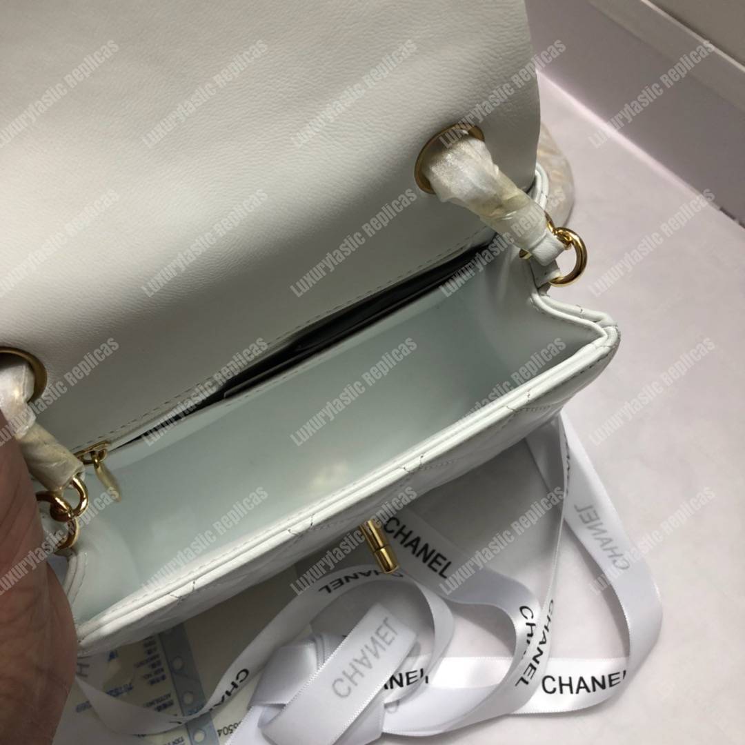 Ch*el mini flap bag white