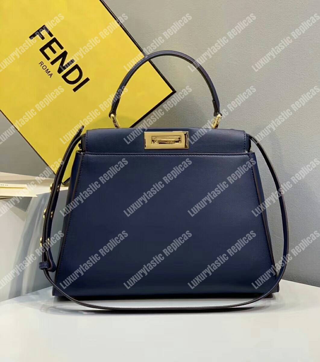 F**di peekaboo iconic medium blue leather bag