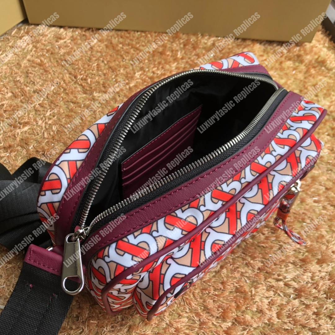 B**rry monogram print and leather crossbody bag vermilion