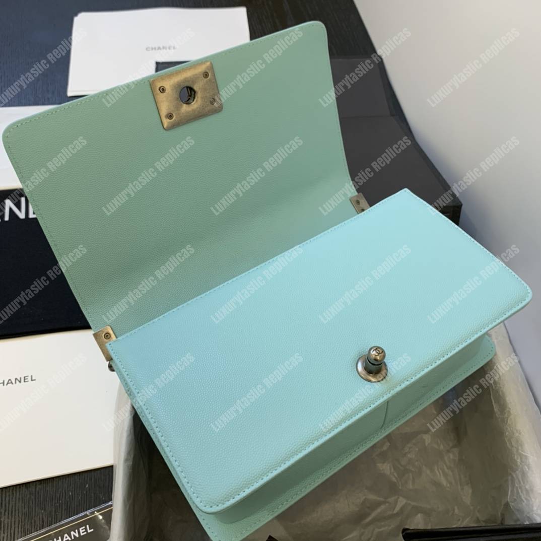 Ch*el boy medium caviar leather sky blue