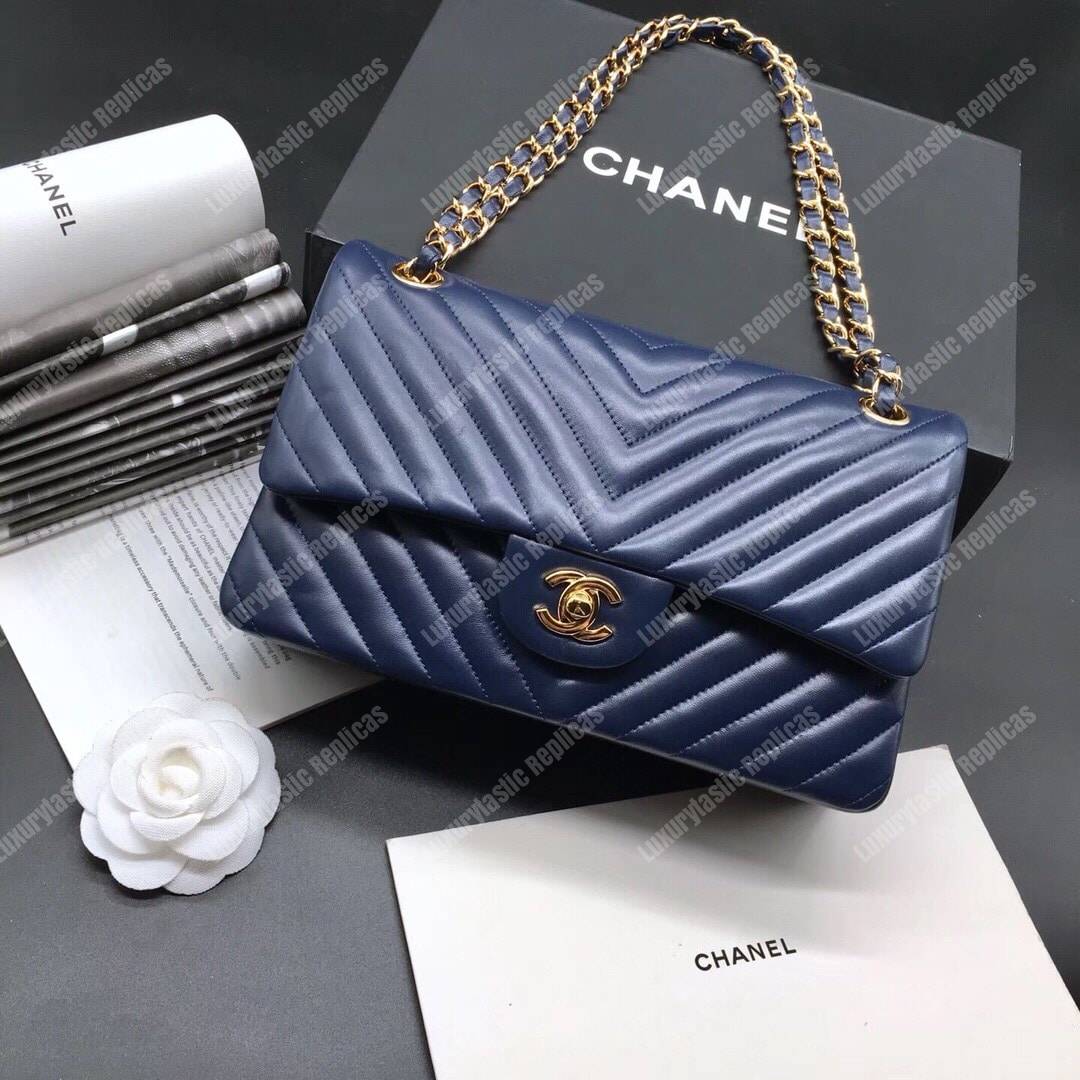 Ch*el classic medium handbag blue