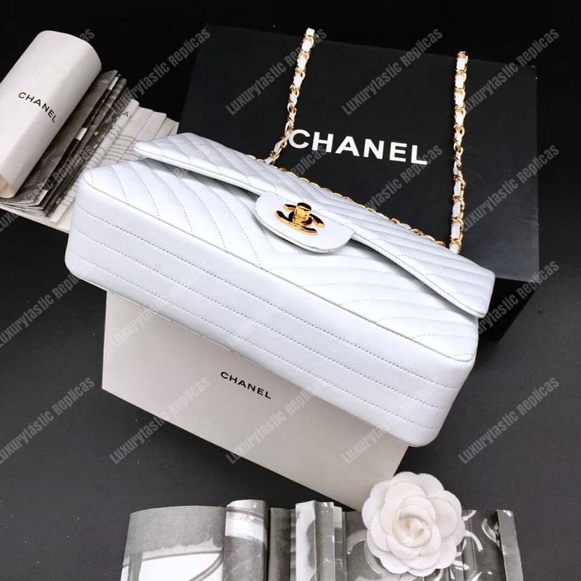 Ch*el classic medium handbag white
