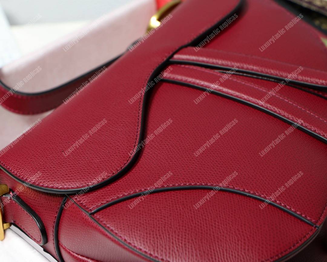 D*or saddle bag in red calfskin