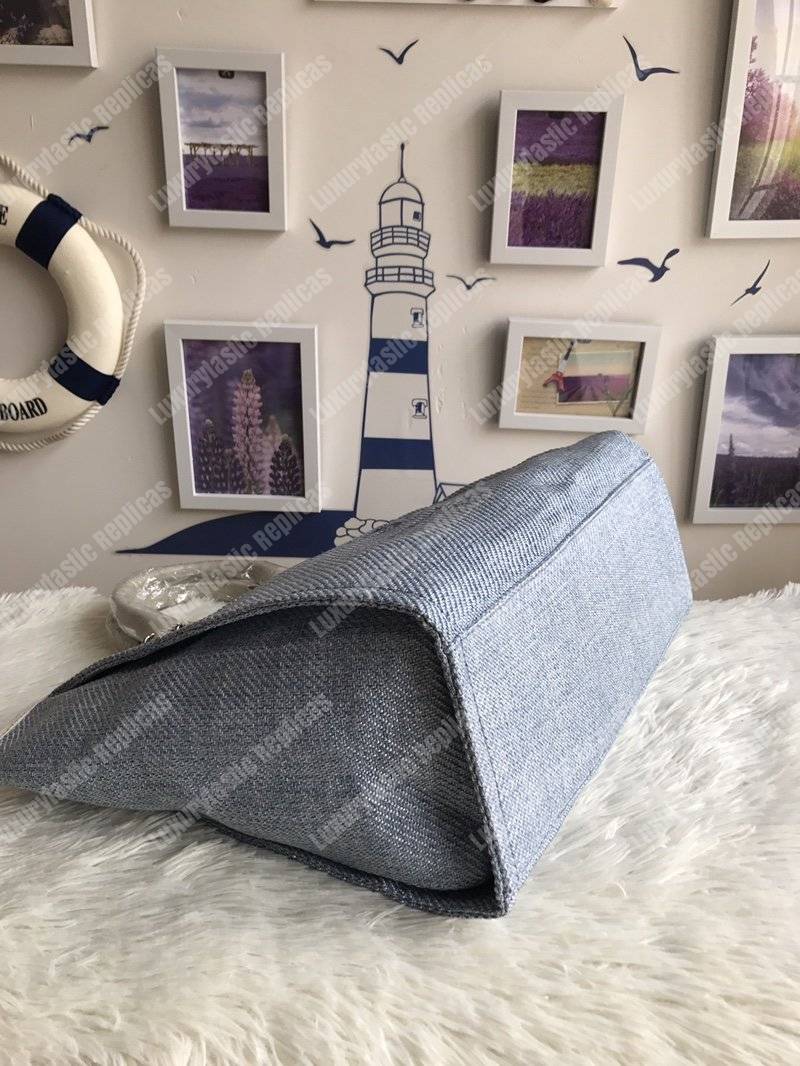 Ch*el deauville fabric tote blue/baige