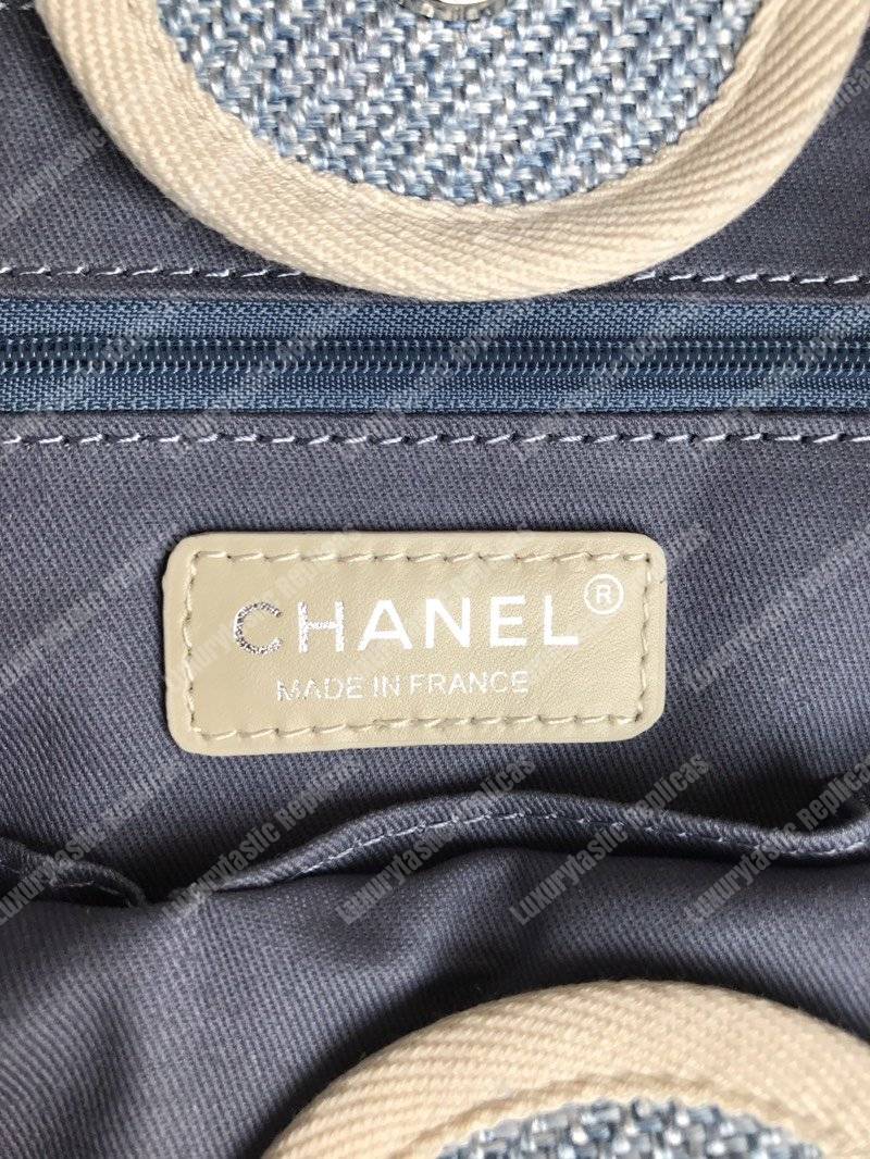 Ch*el deauville fabric tote blue/baige