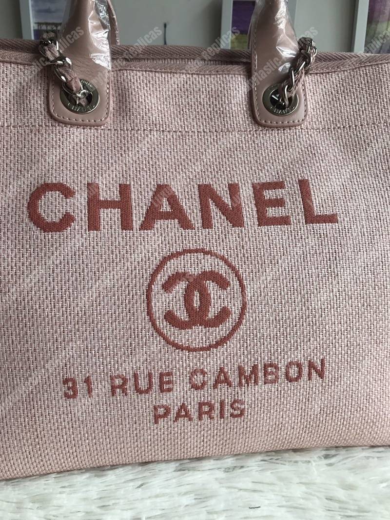 Ch*el deauville fabric tote pink/fuchsia