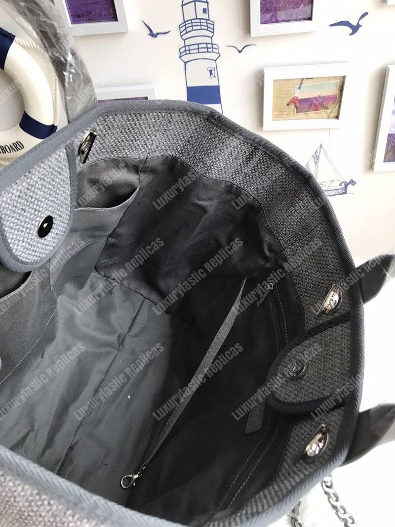 Ch*el deauville fabric tote gray
