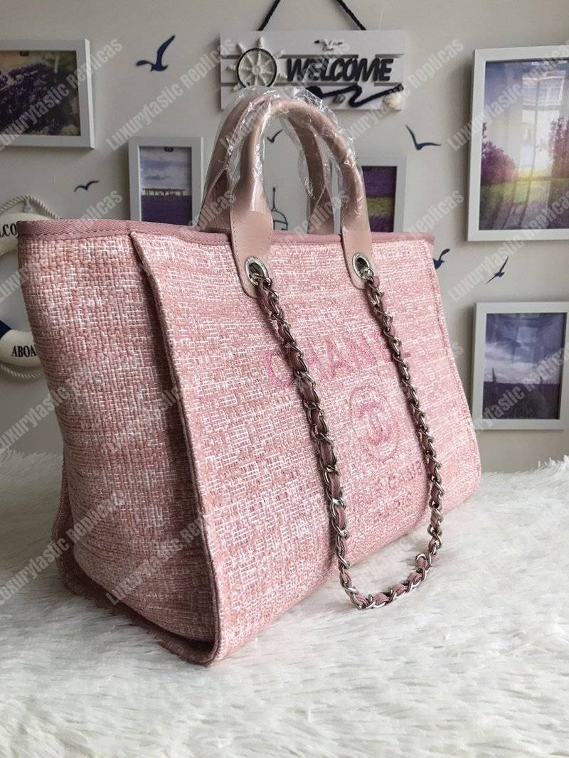 Ch*el deauville fabric tote pink
