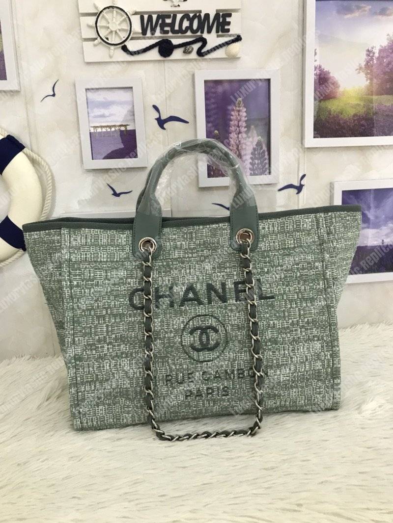 Ch*el deauville fabric tote sage green