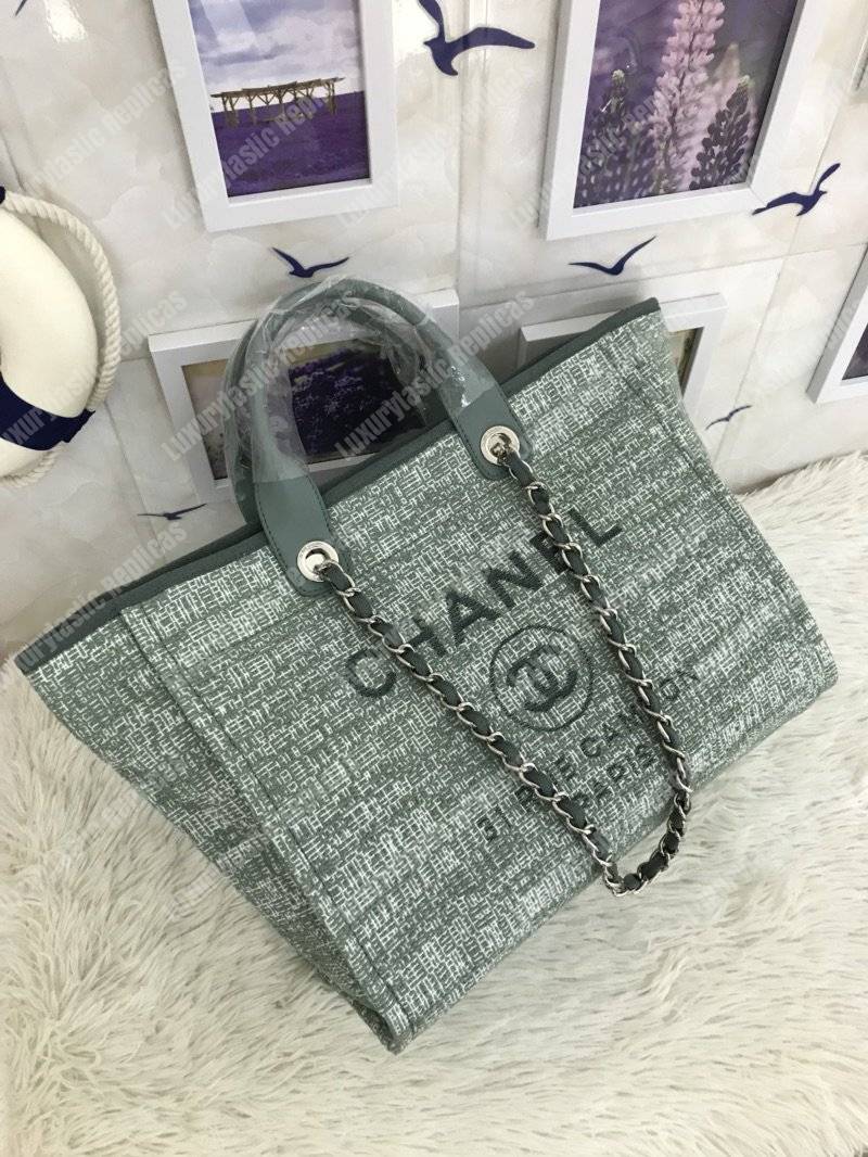 Ch*el deauville fabric tote sage green