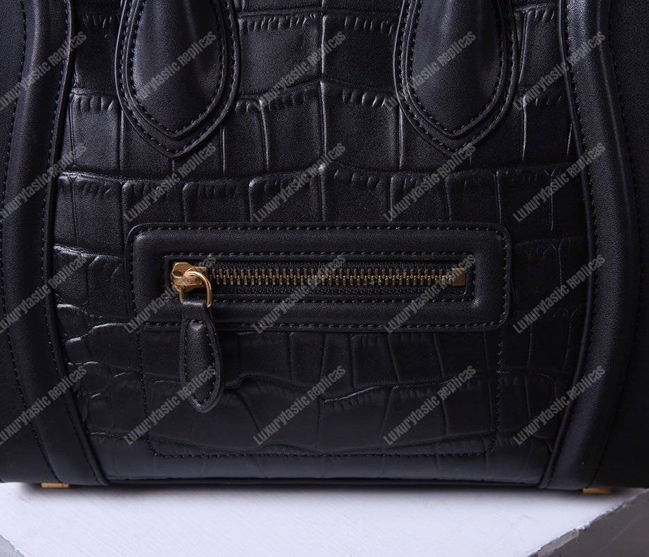 Ce**e mini luggage handbag crocodile veins leather with calfskin leather