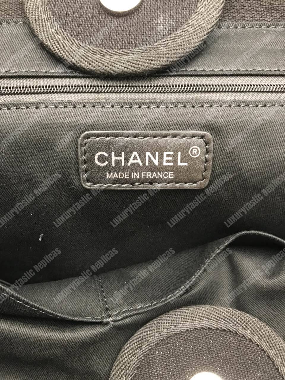 Ch*el deauville fabric tote black/gray