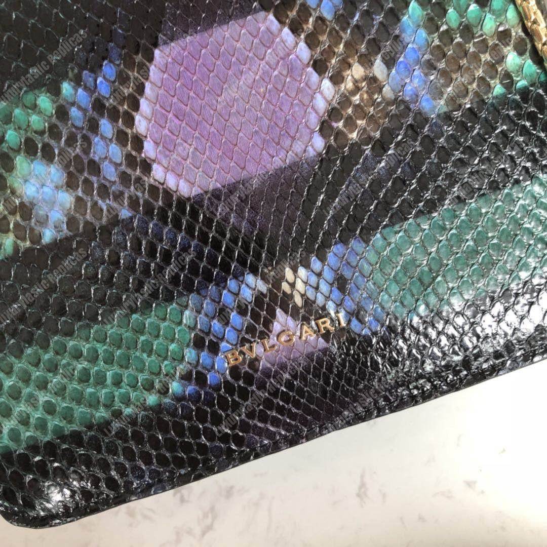 BVL Serpenti Forever Flap Cover Pop-Stripe Python Small Bag Royal Sapphire