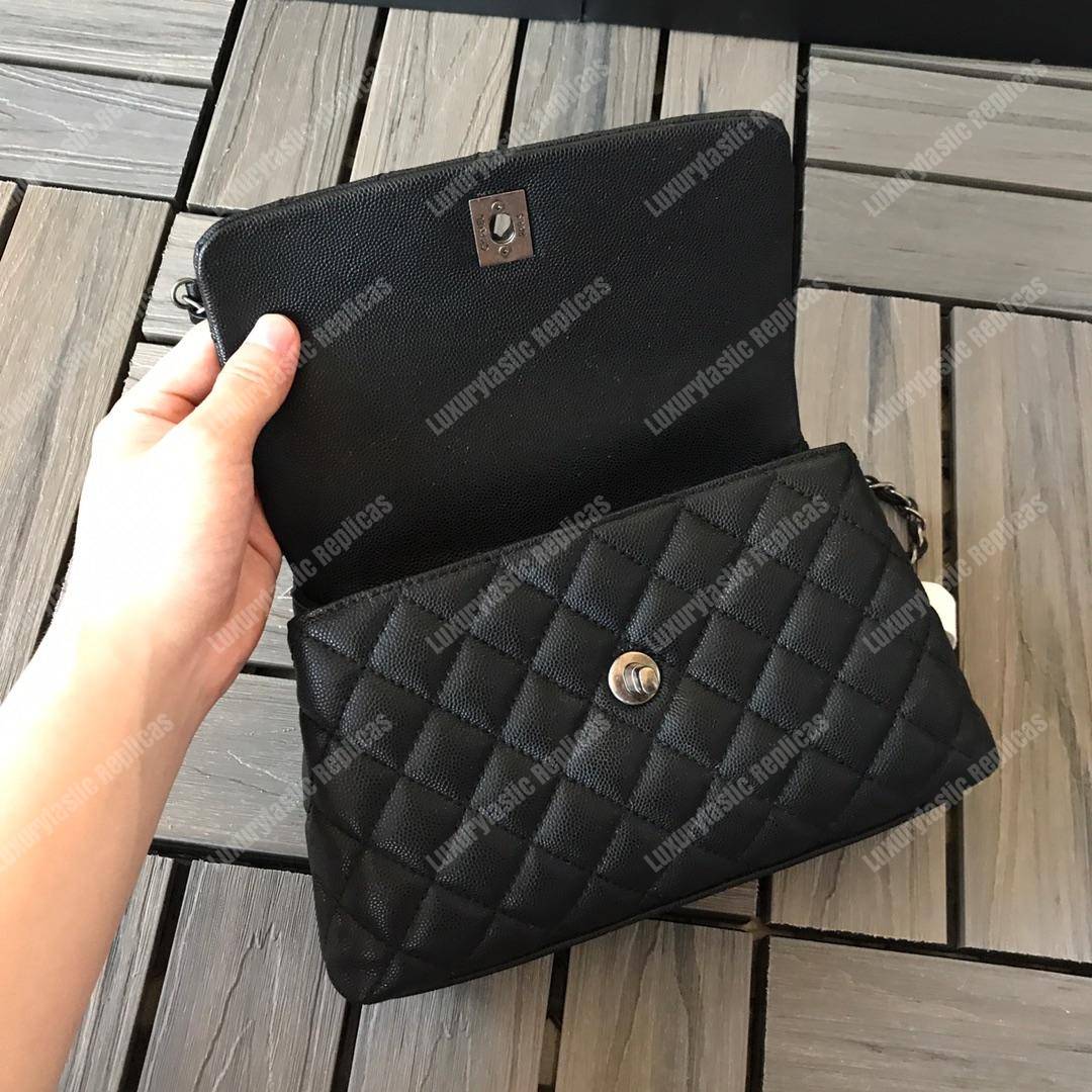 Ch*el small flap bag with top handle black