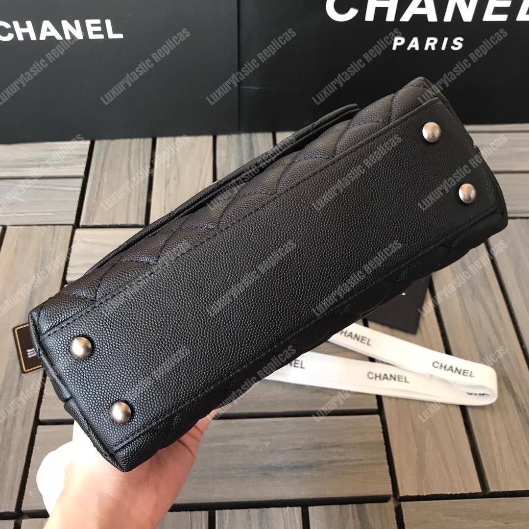 Ch*el small flap bag with top handle black