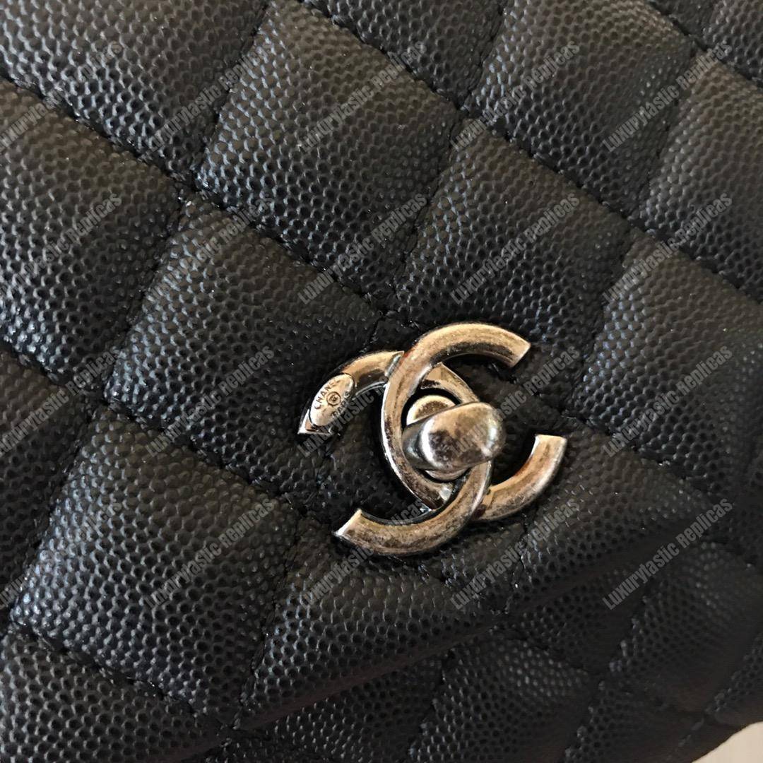 Ch*el small flap bag with top handle black