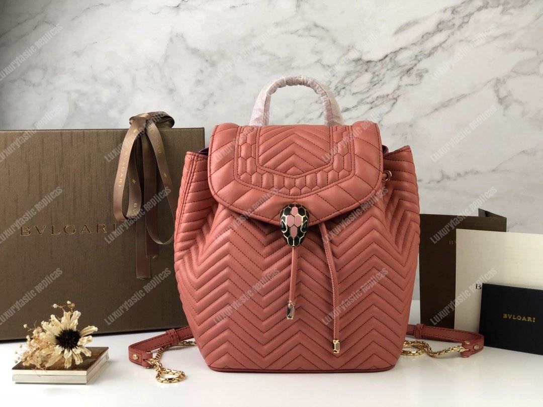 BVL Serpenti Forever Quilted Nappa Leather Backpack Zephyr Quartz