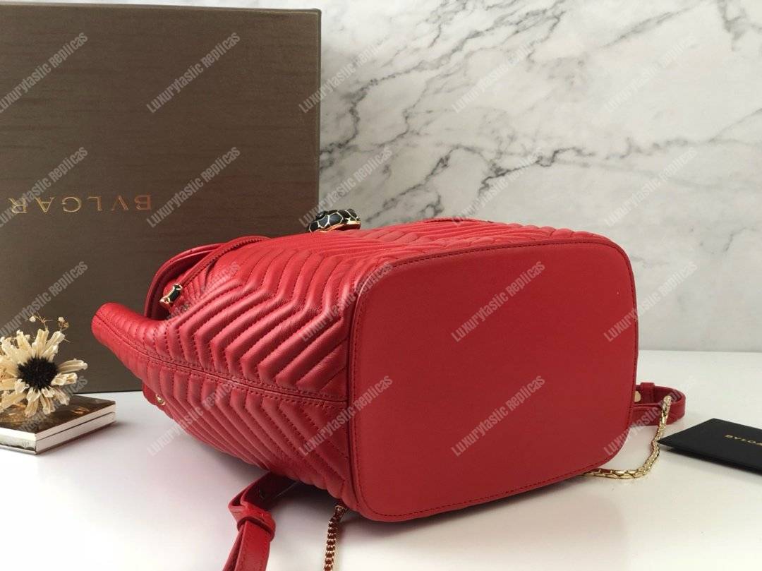 BVL Serpenti Forever Quilted Nappa Leather Backpack Flame Coral