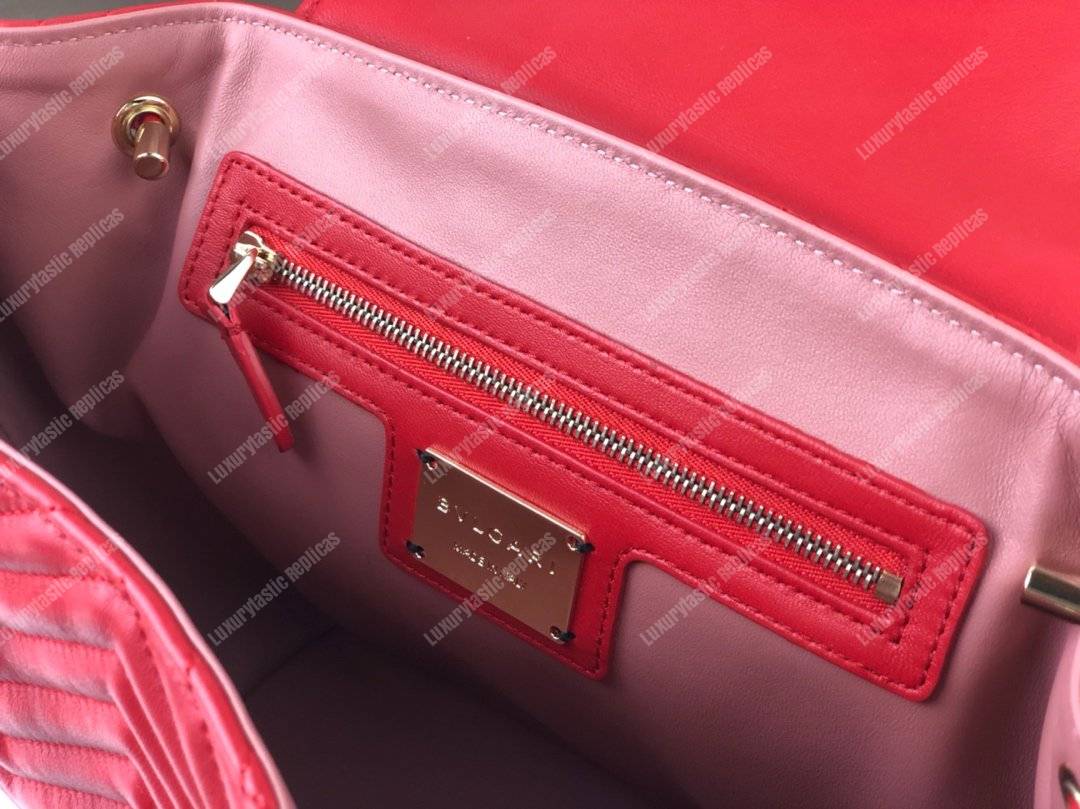 BVL Serpenti Forever Quilted Nappa Leather Backpack Flame Coral