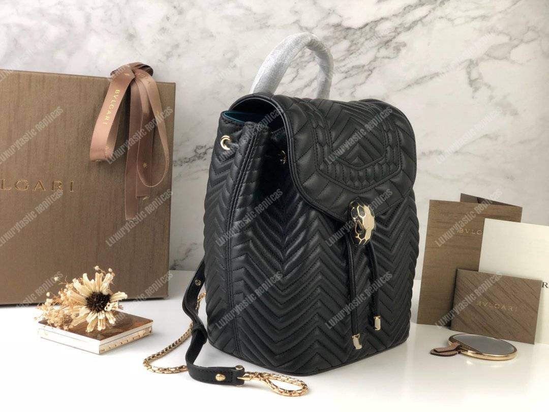 BVL Serpenti Forever Quilted Nappa Leather Backpack Black