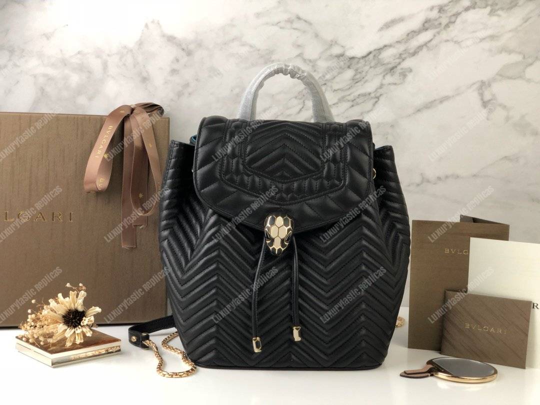 BVL Serpenti Forever Quilted Nappa Leather Backpack Black