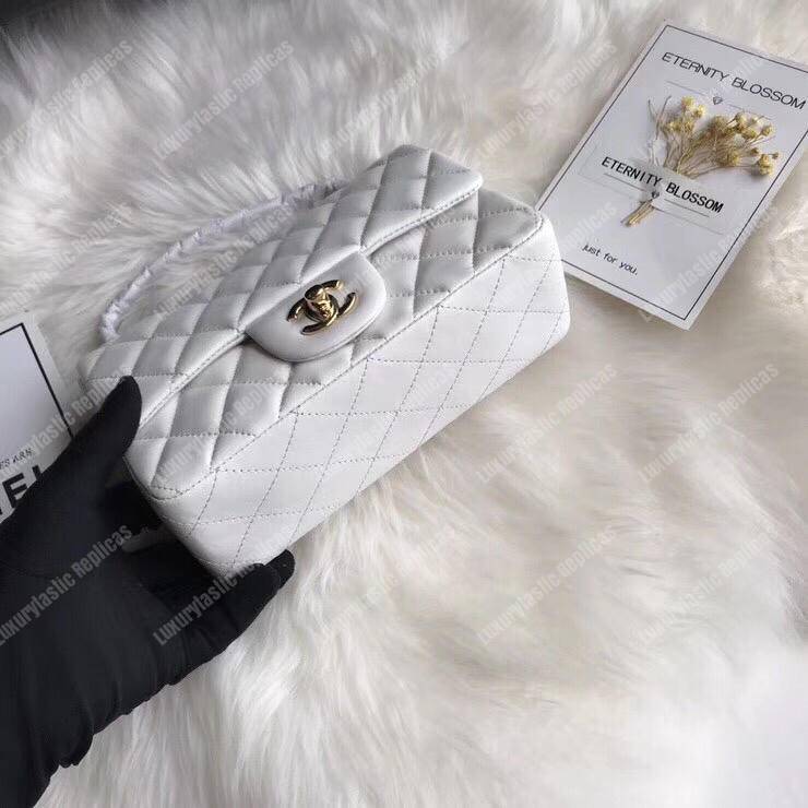 Ch*el mini flap bag white