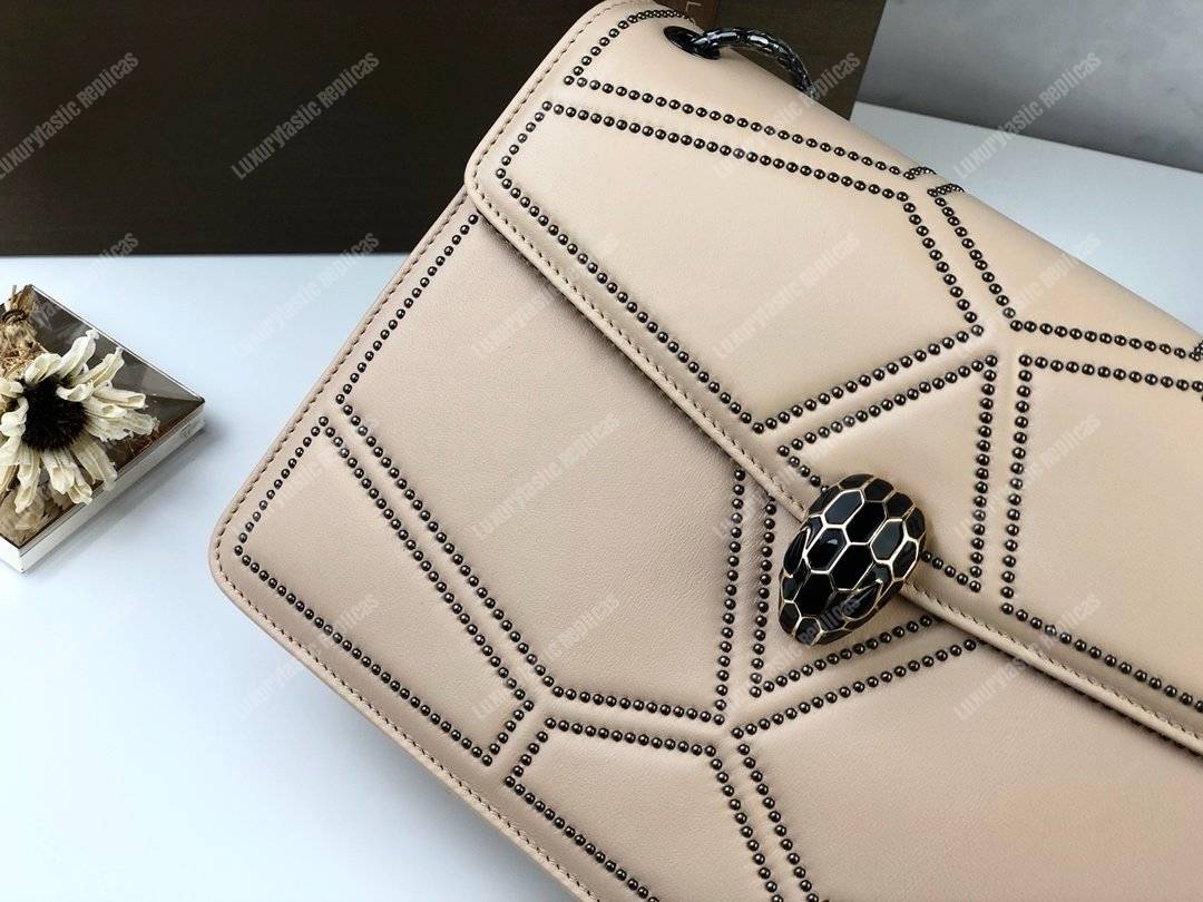 BVL Serpenti Forever Flap Cover Quilted Stardust Bag Linen Agate