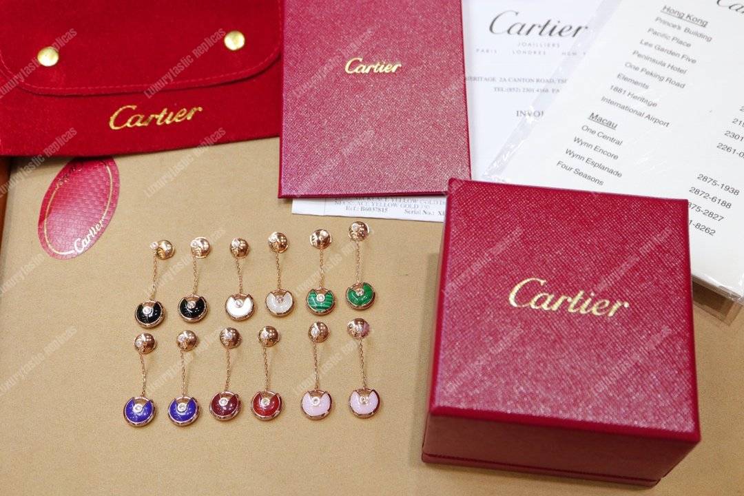 Cartier Amulette De Dangle Earrings Gold