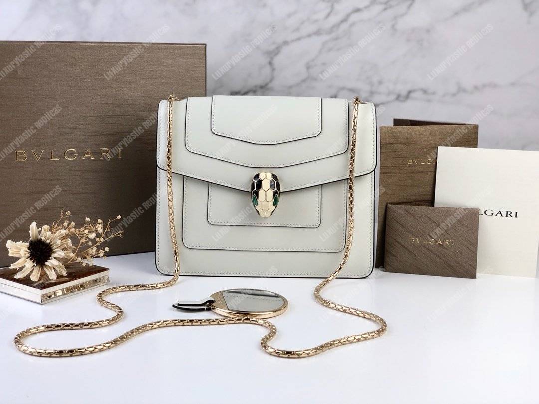 BVL Serpenti Forever Flap Cover Bag White Agate