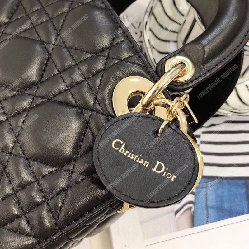 mini lady D*or lambskin bag with gold-toned metal