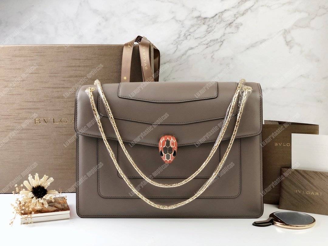 BVL Serpenti Forever Flap Cover Medium Bag Moonrock