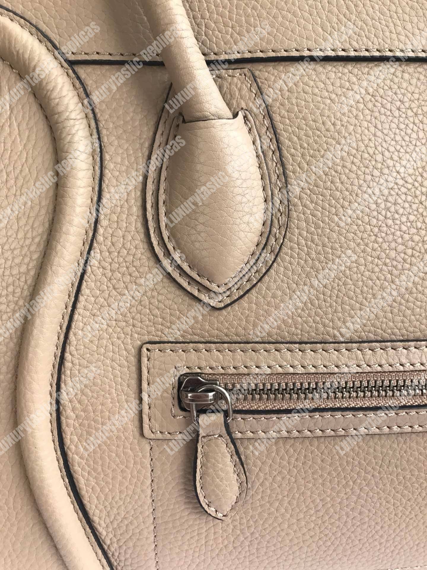 Ce**e micro luggage handbag in drummed calfskin dune