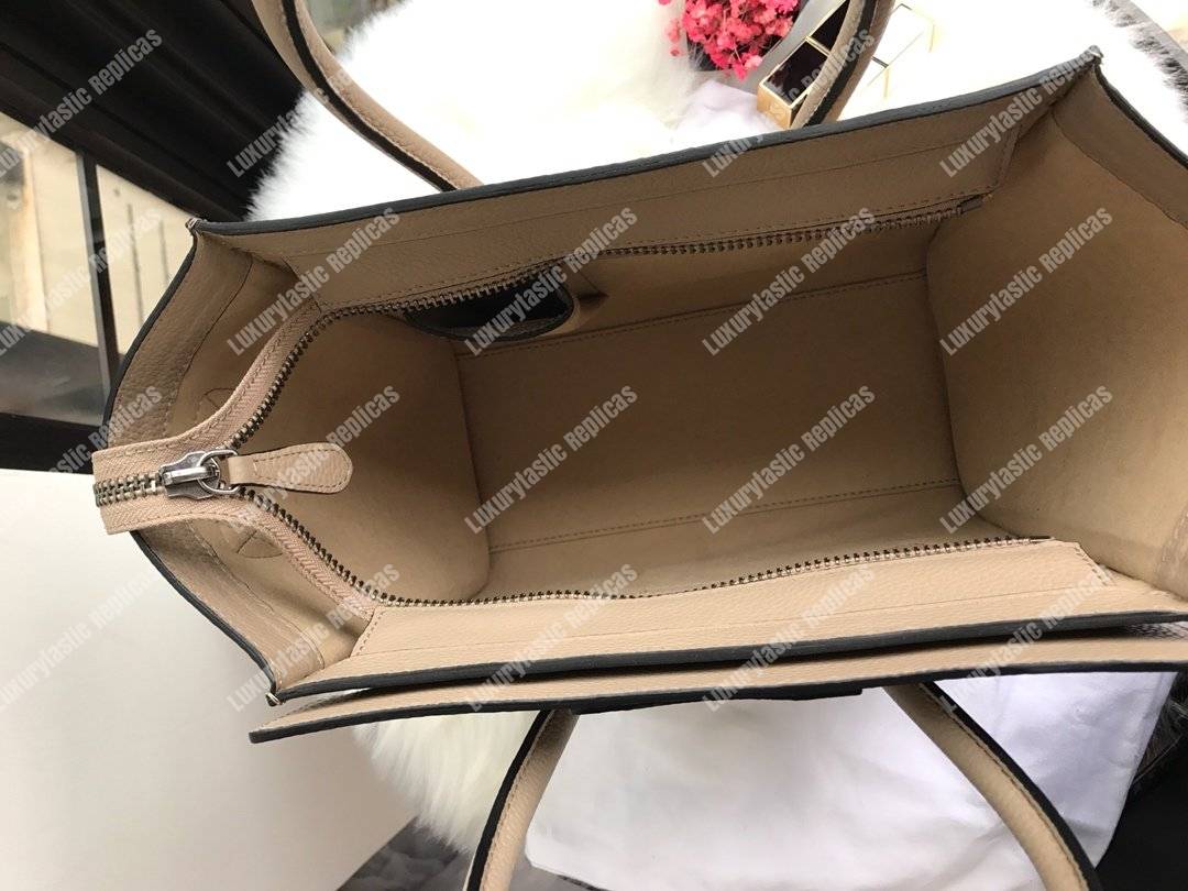 Ce**e micro luggage handbag in drummed calfskin dune