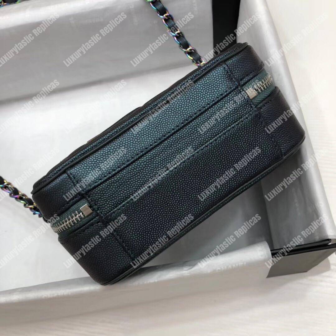 Ch*el small vanity case dark turquoise