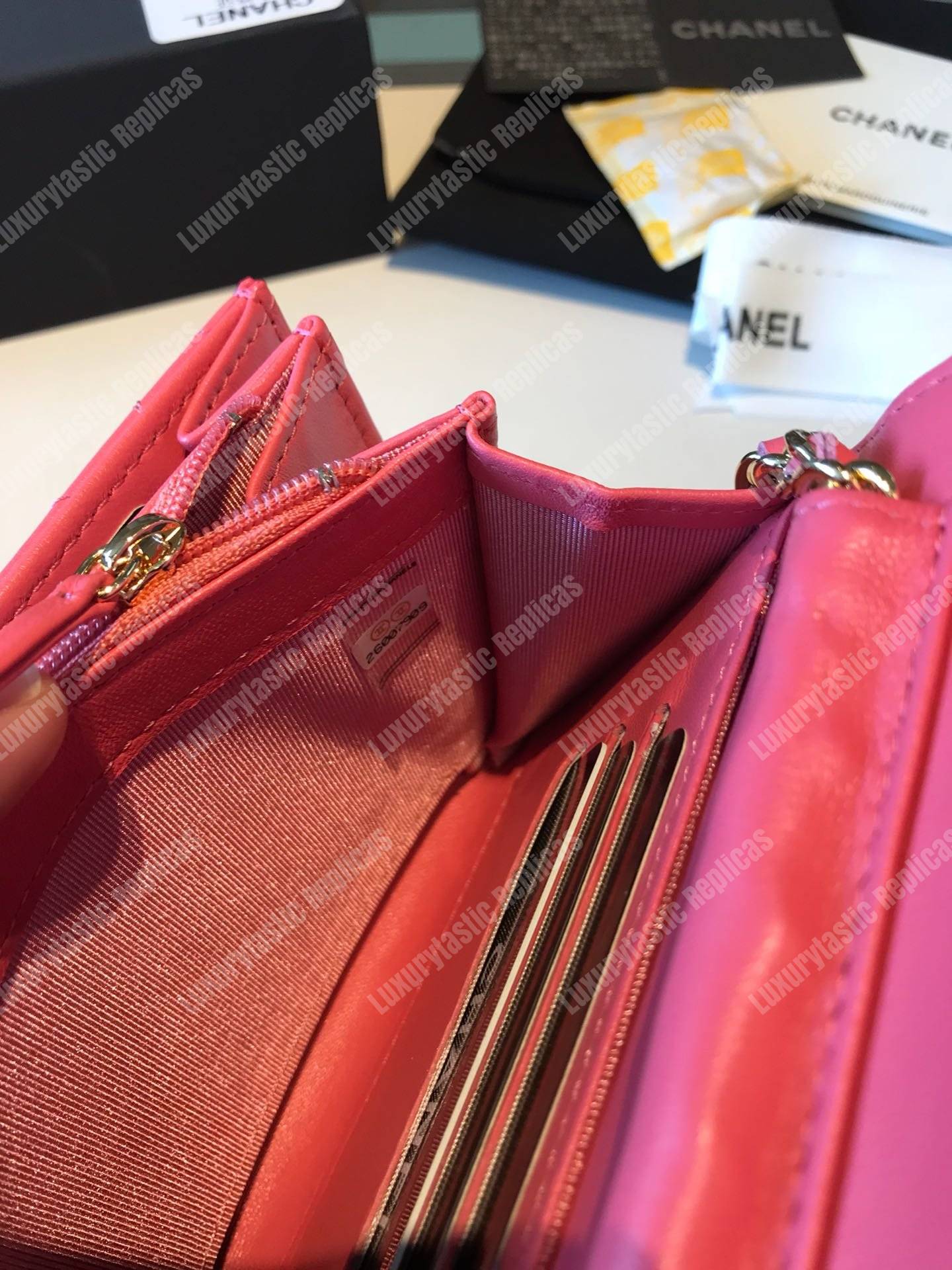 Ch*el classic clutch with chain – cwc lambskin pink silver-toned