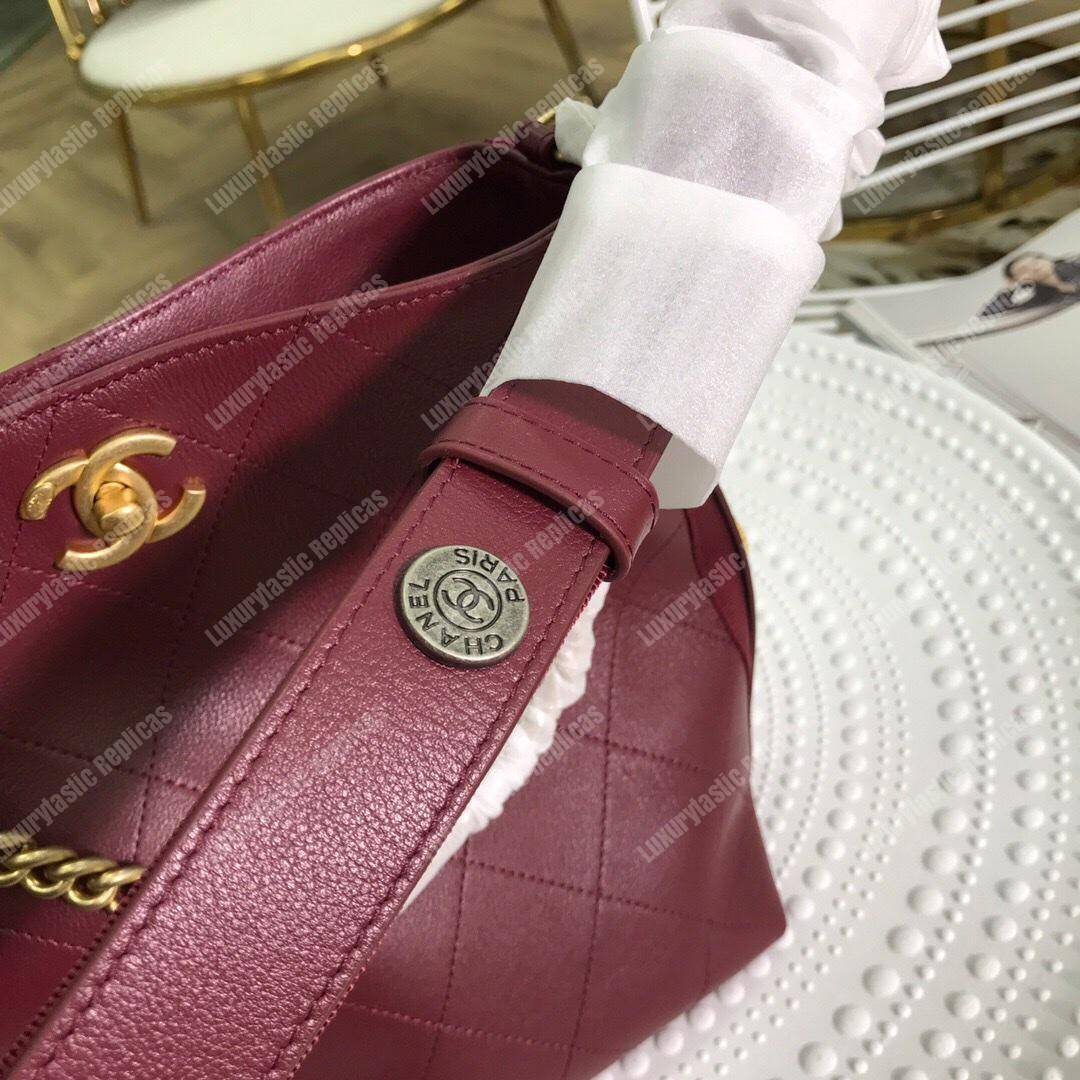 Ch*el hobo handbag burgundy