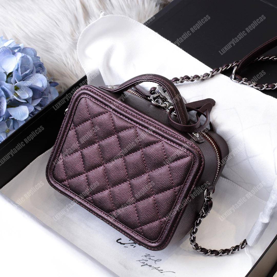 Ch*el small vanity case burgundy