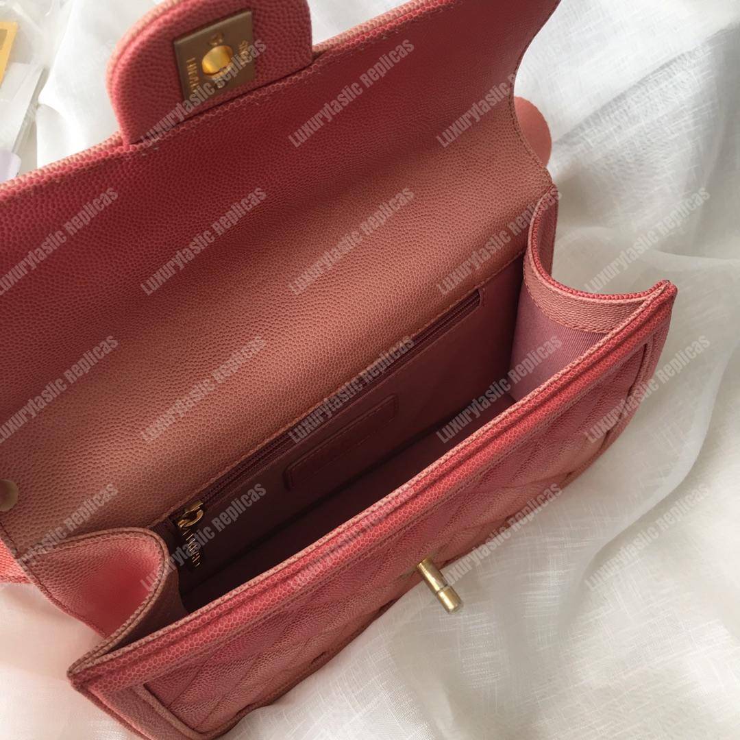 Ch*el flap bag coral