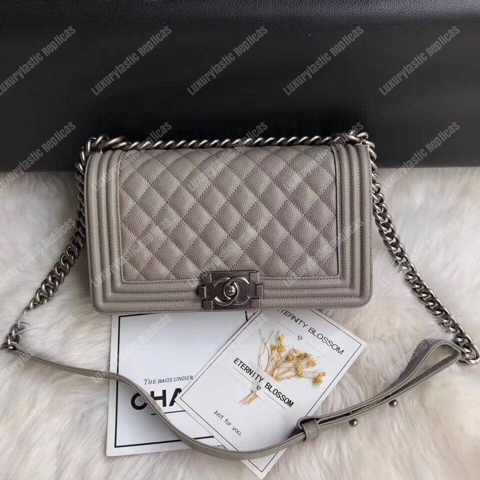 Ch*el boy medium handbag grey