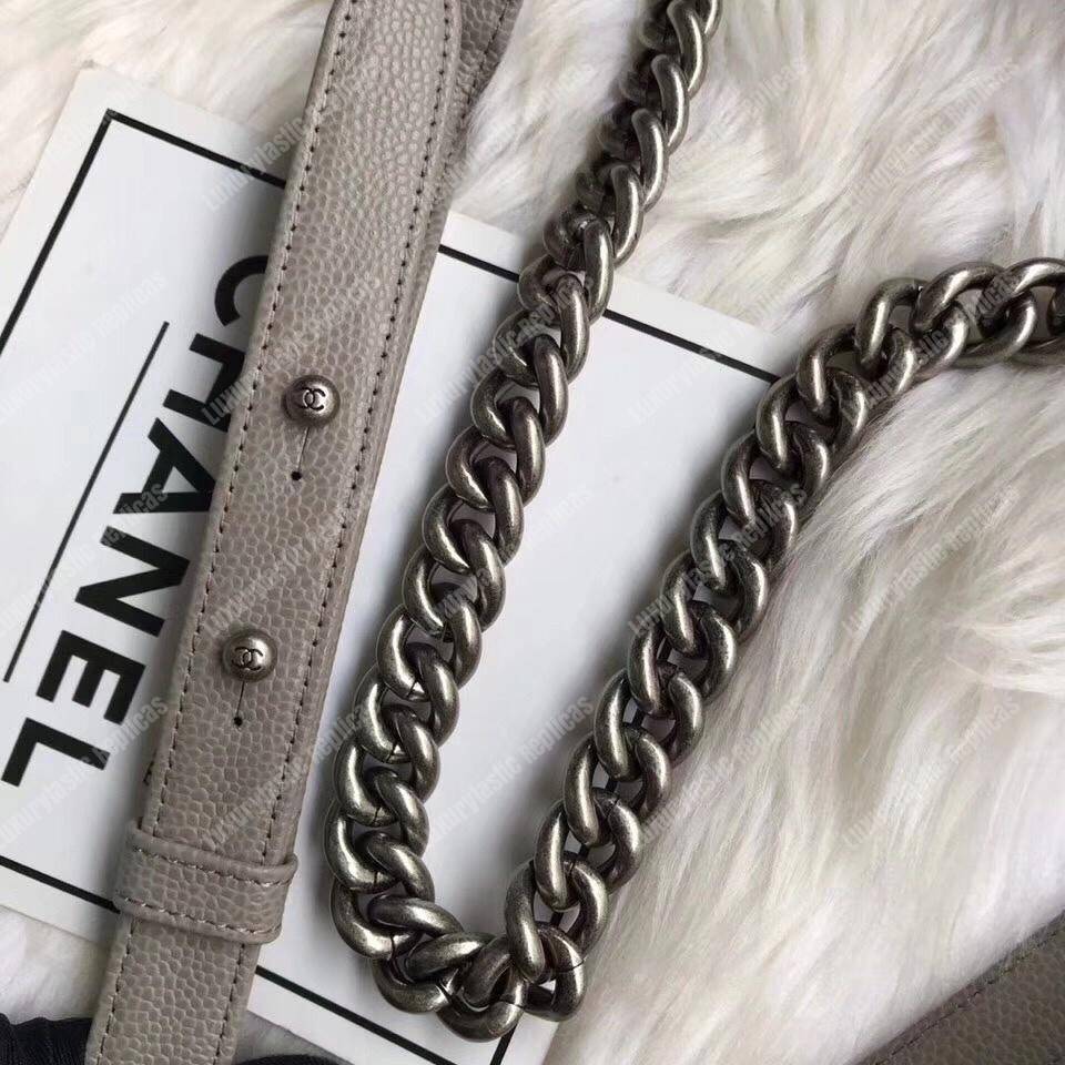 Ch*el boy medium handbag grey