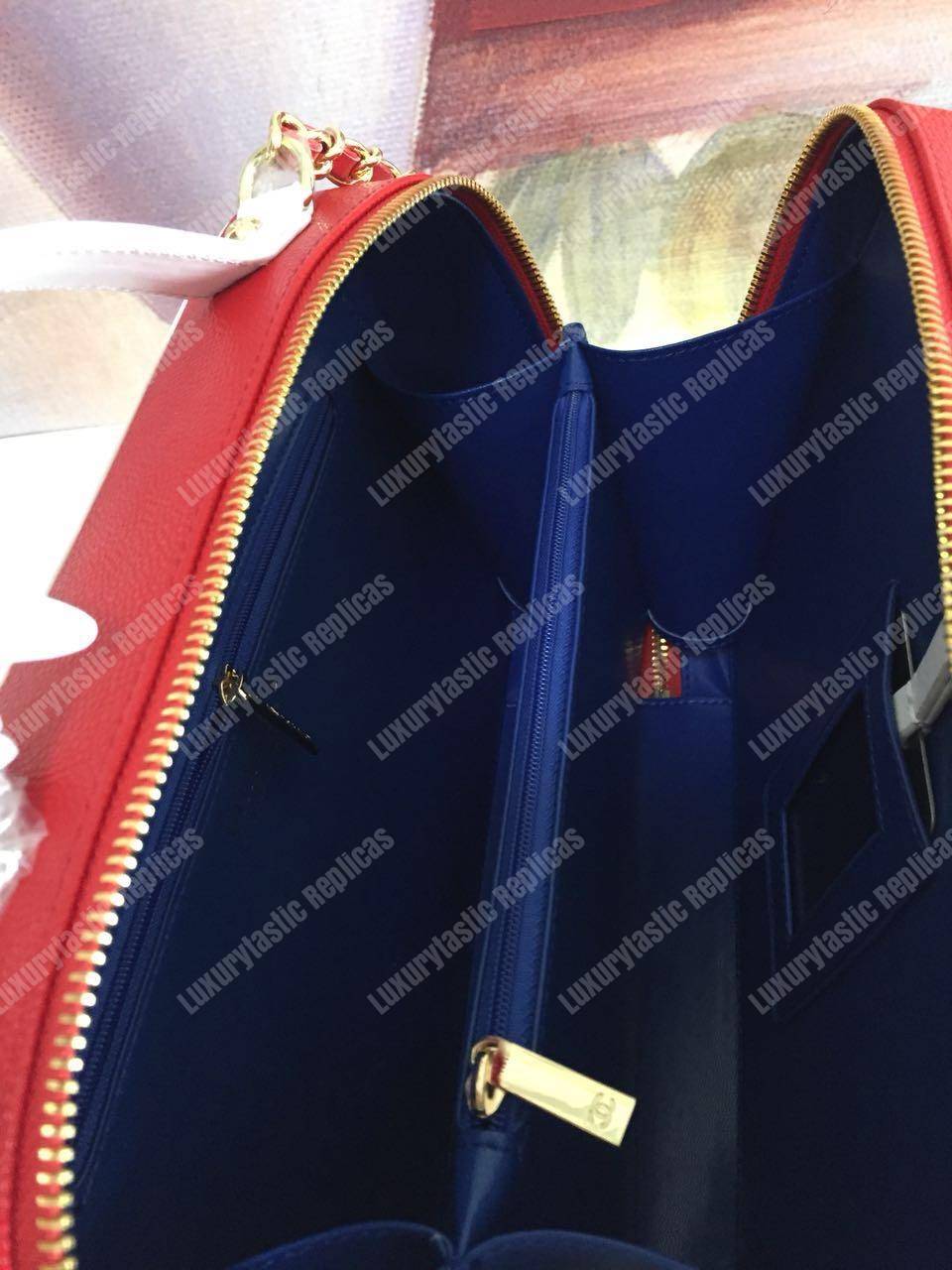 Ch*el large vanity case dark blue