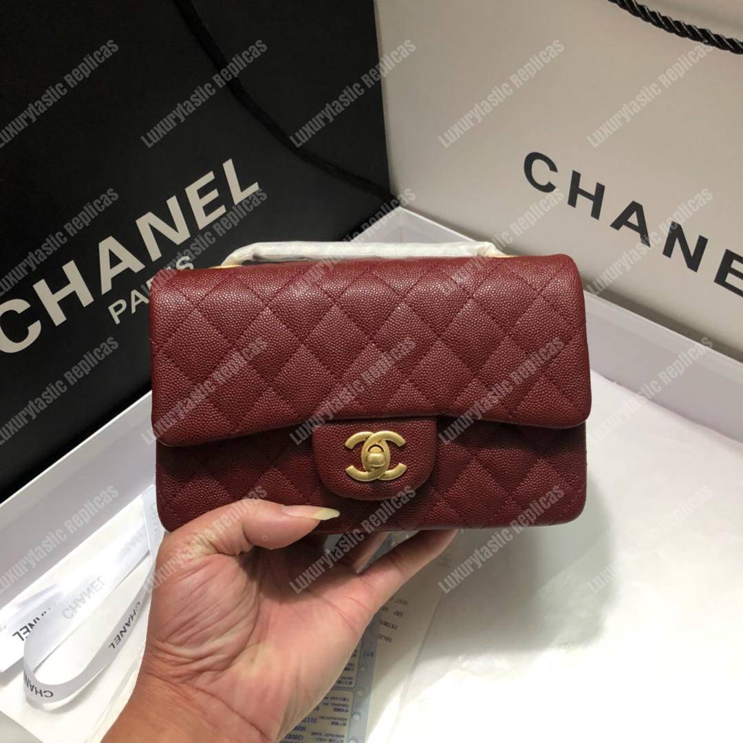 Ch*el mini flap bag maroon