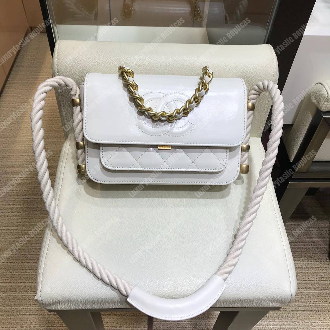 Ch*el flap bag white