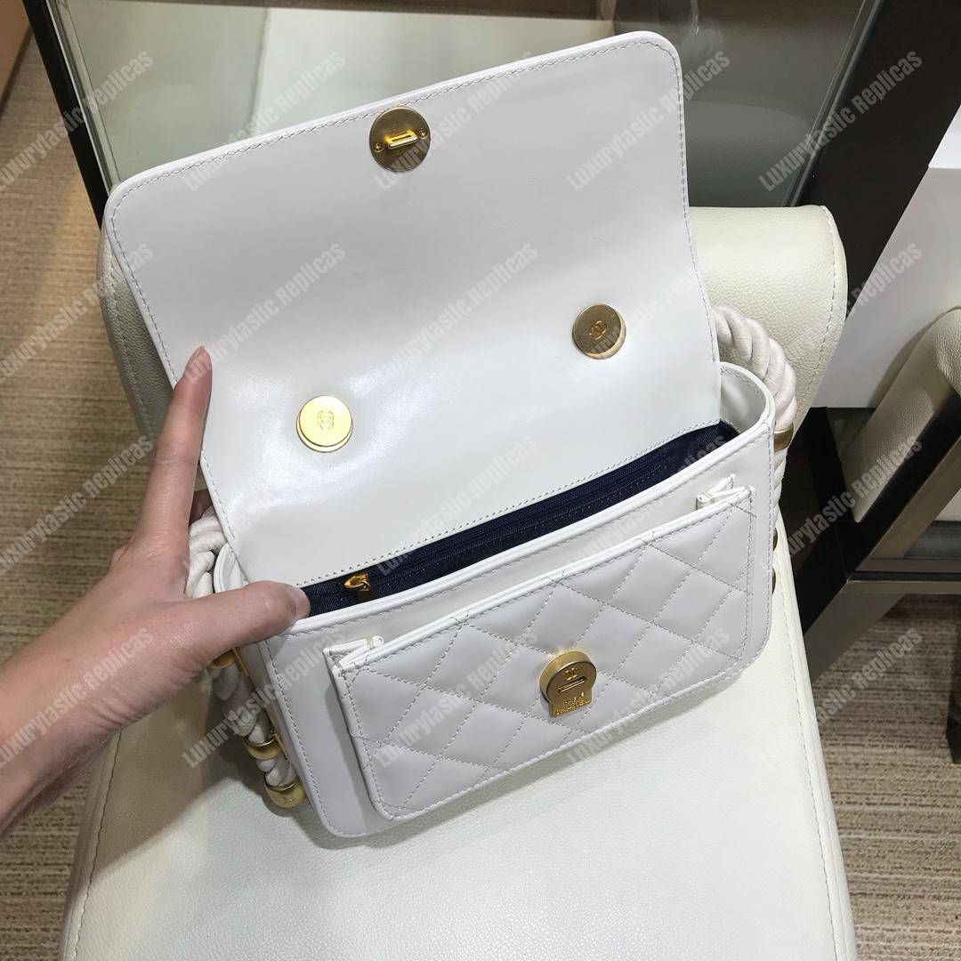 Ch*el flap bag white
